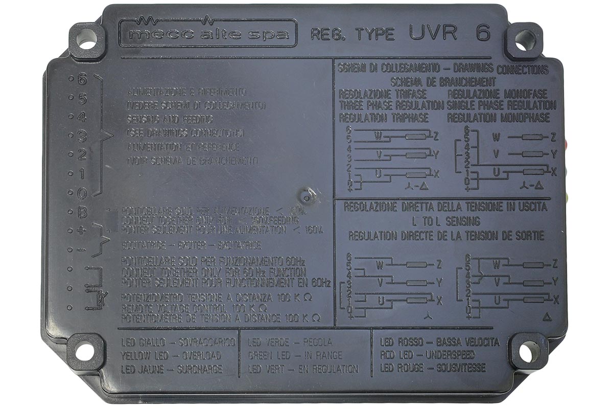 Регулятор напряжения Mecc Alte , UVR 6 / TYPE UVR 6 AVR Регулятор напряжения Mecc Alte , UVR 6 / TYPE UVR 6 AVR